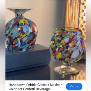 Vibrant Handblown Pebble Brandy Glass Set - Made in Mexico